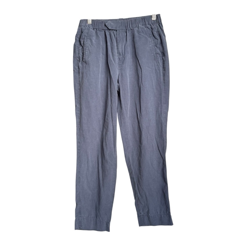 Neiman Marcus Linen Blend Trousers Tapered Leg Pants Women’s Medium Navy Blue